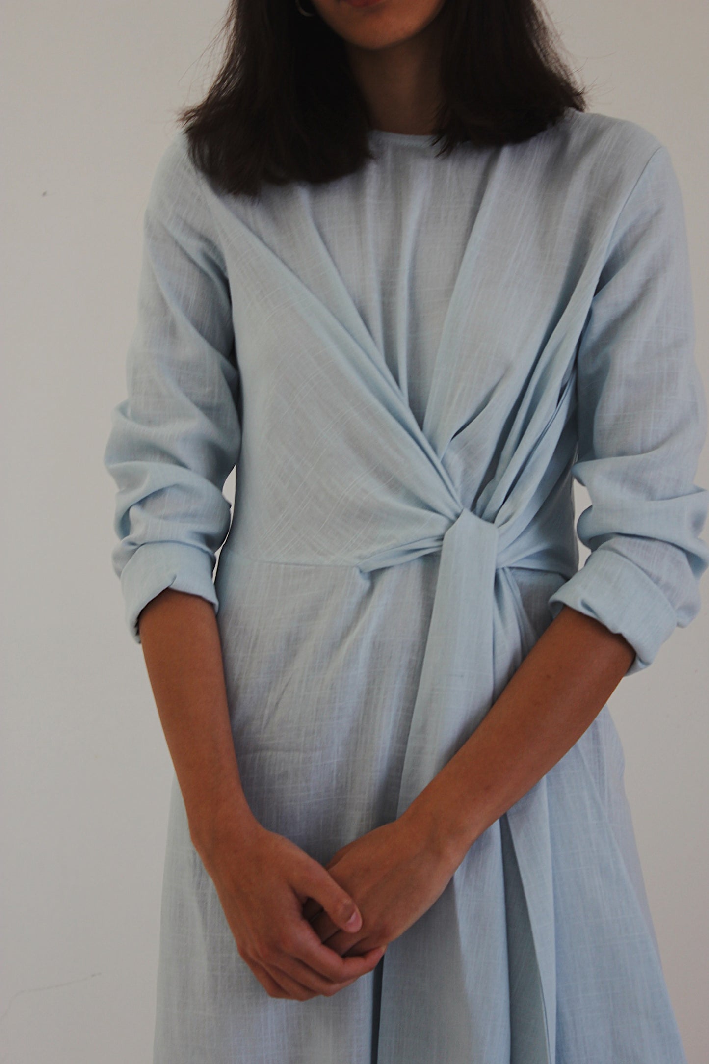 / blue wrap dress /