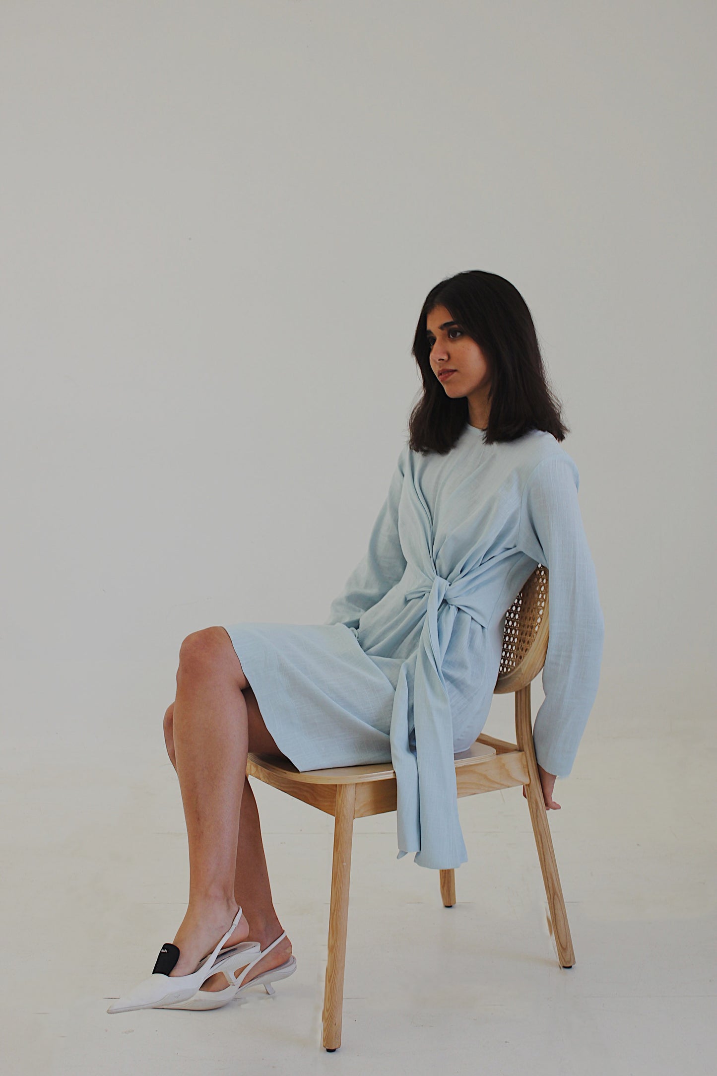 / blue wrap dress /