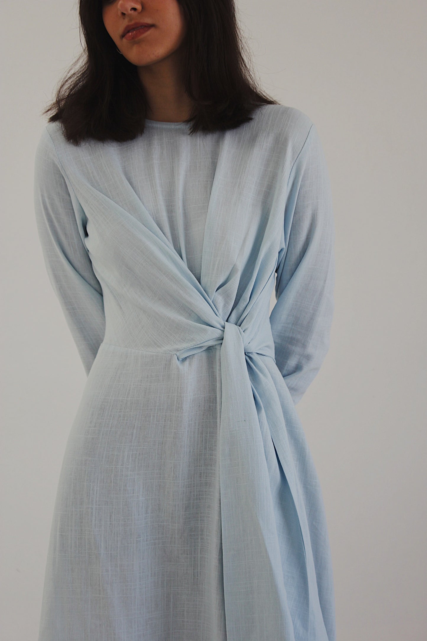 / blue wrap dress /