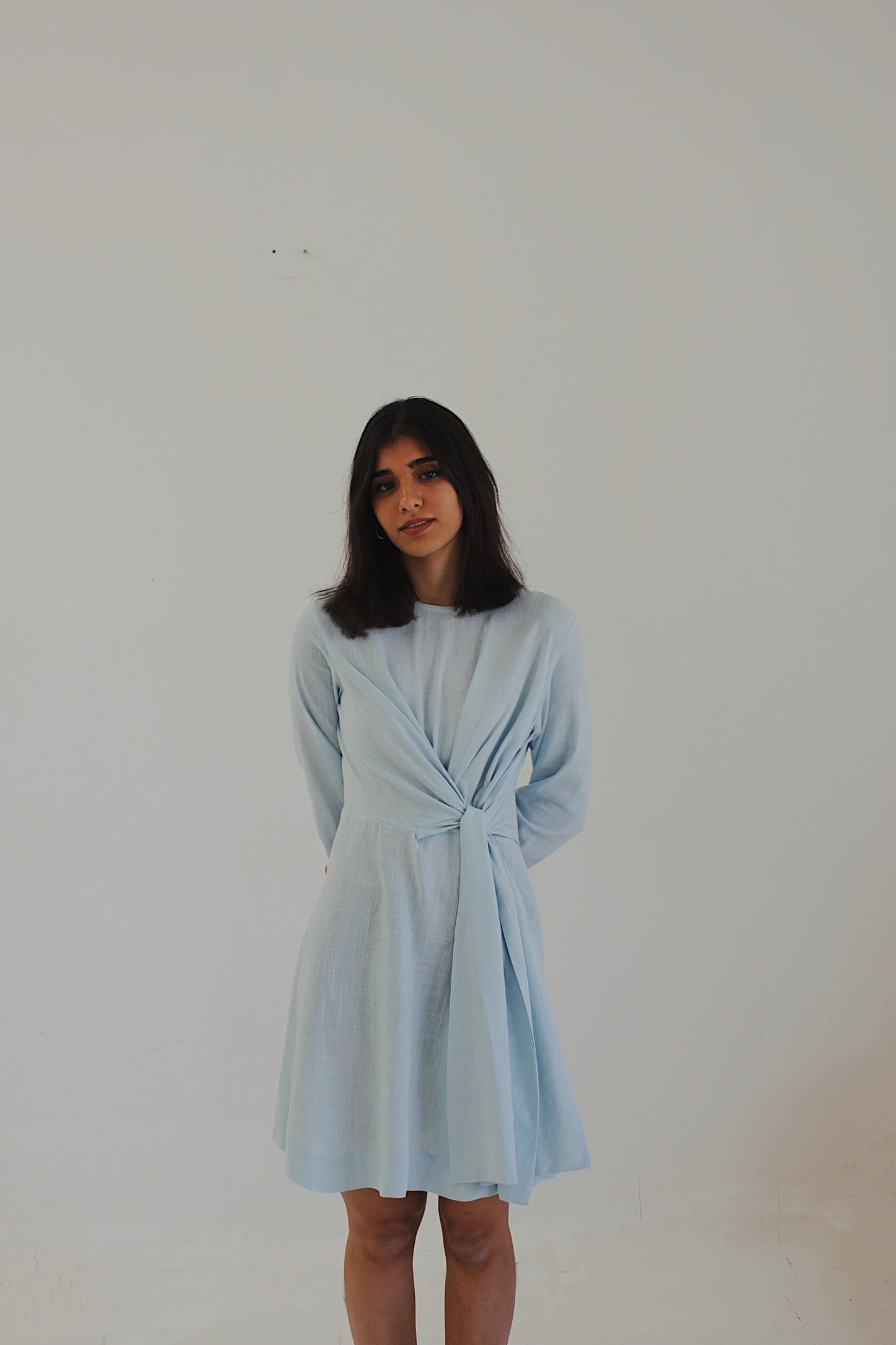 / blue wrap dress /