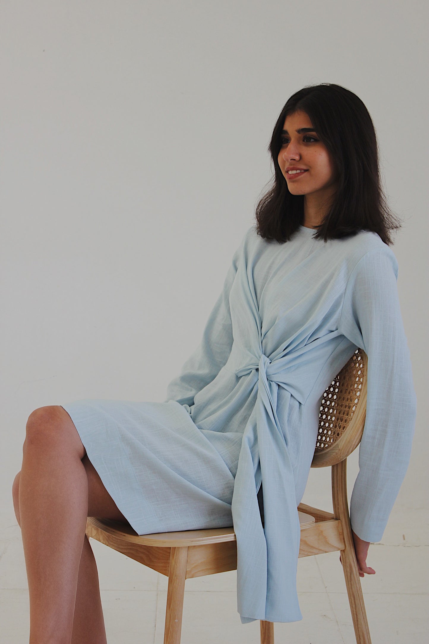 / blue wrap dress /