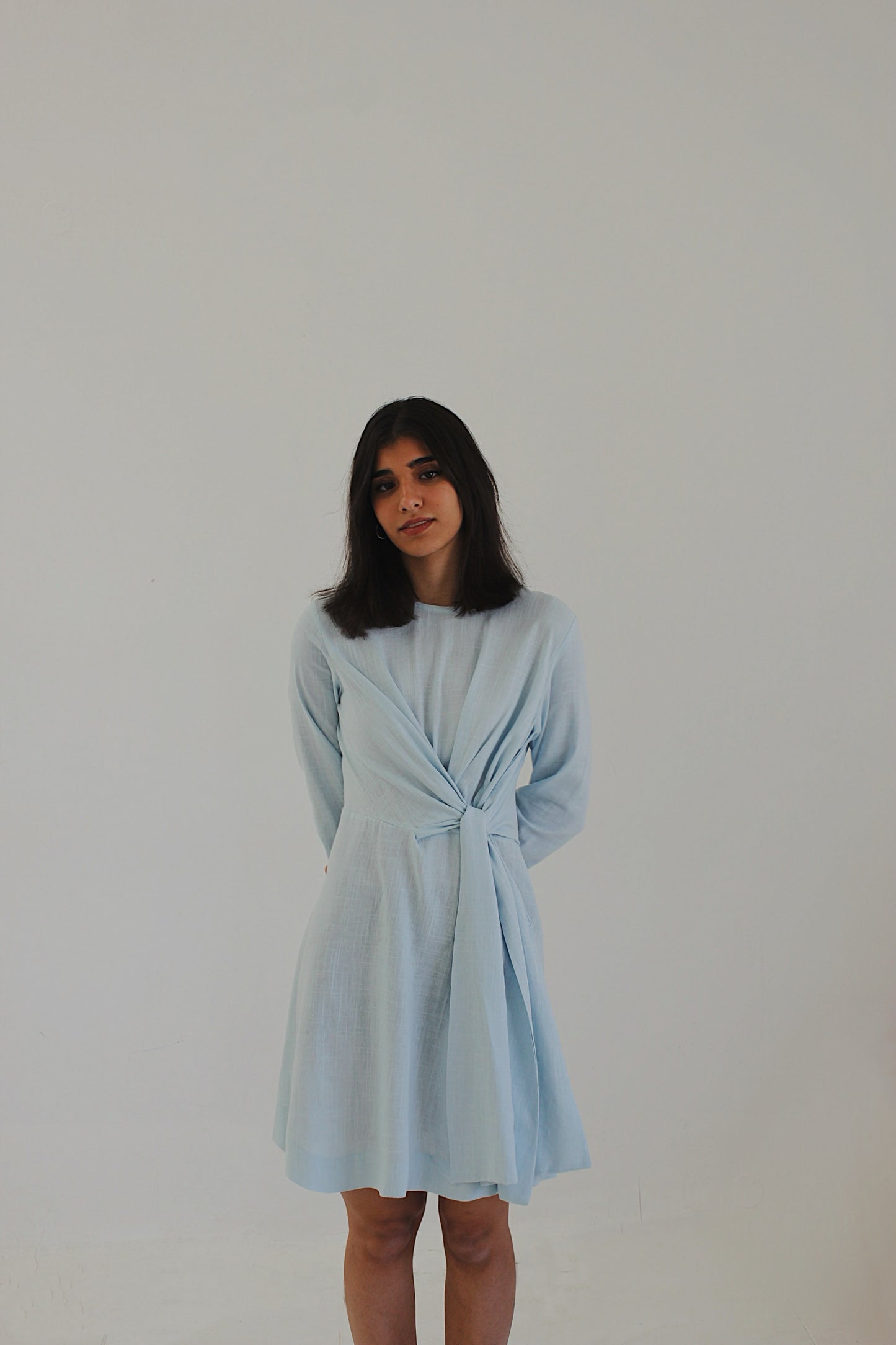 / blue wrap dress /