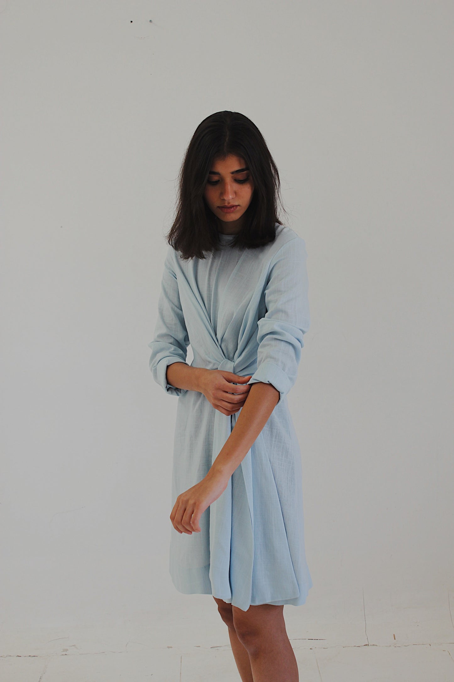 / blue wrap dress /