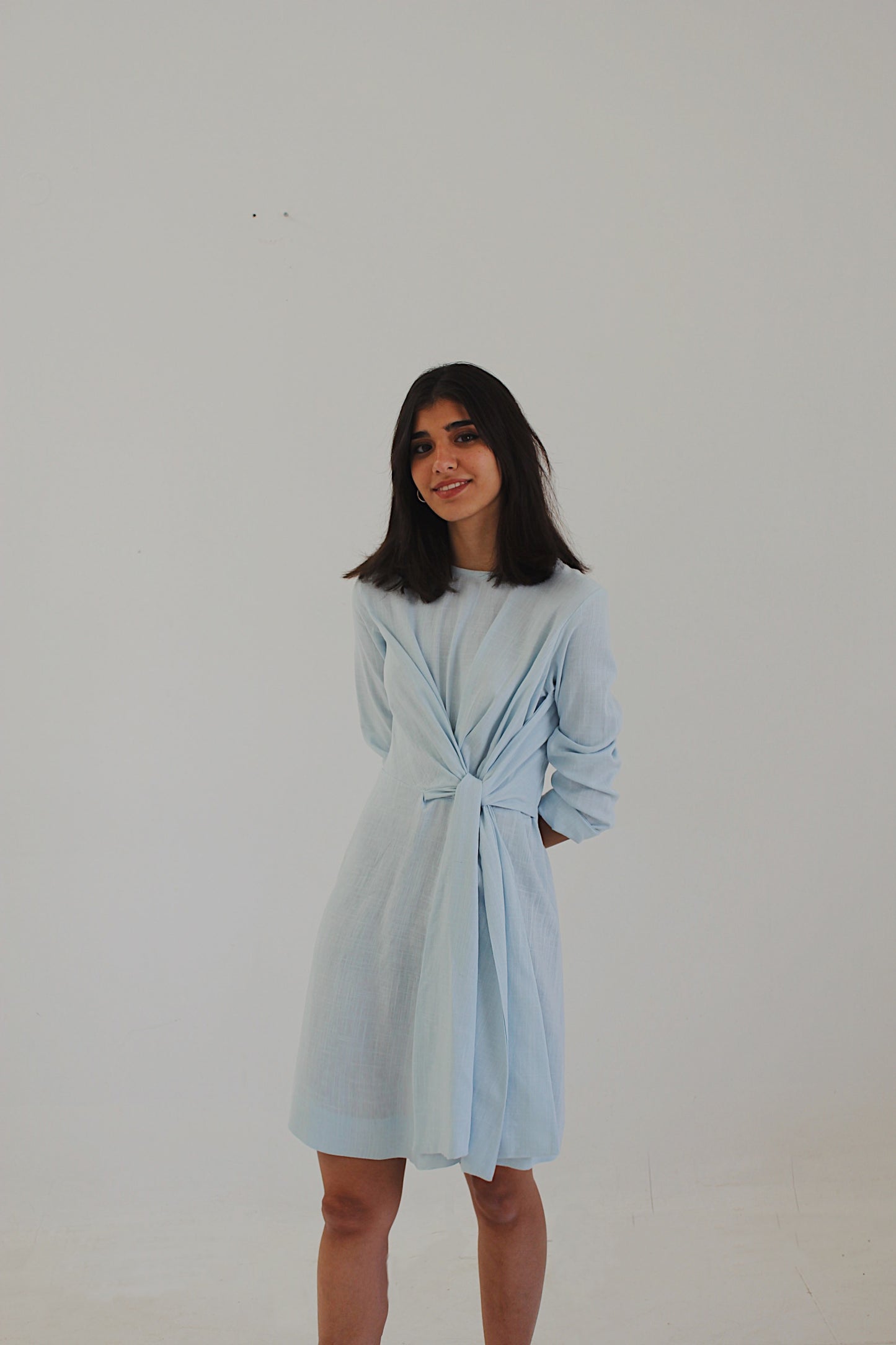 / blue wrap dress /