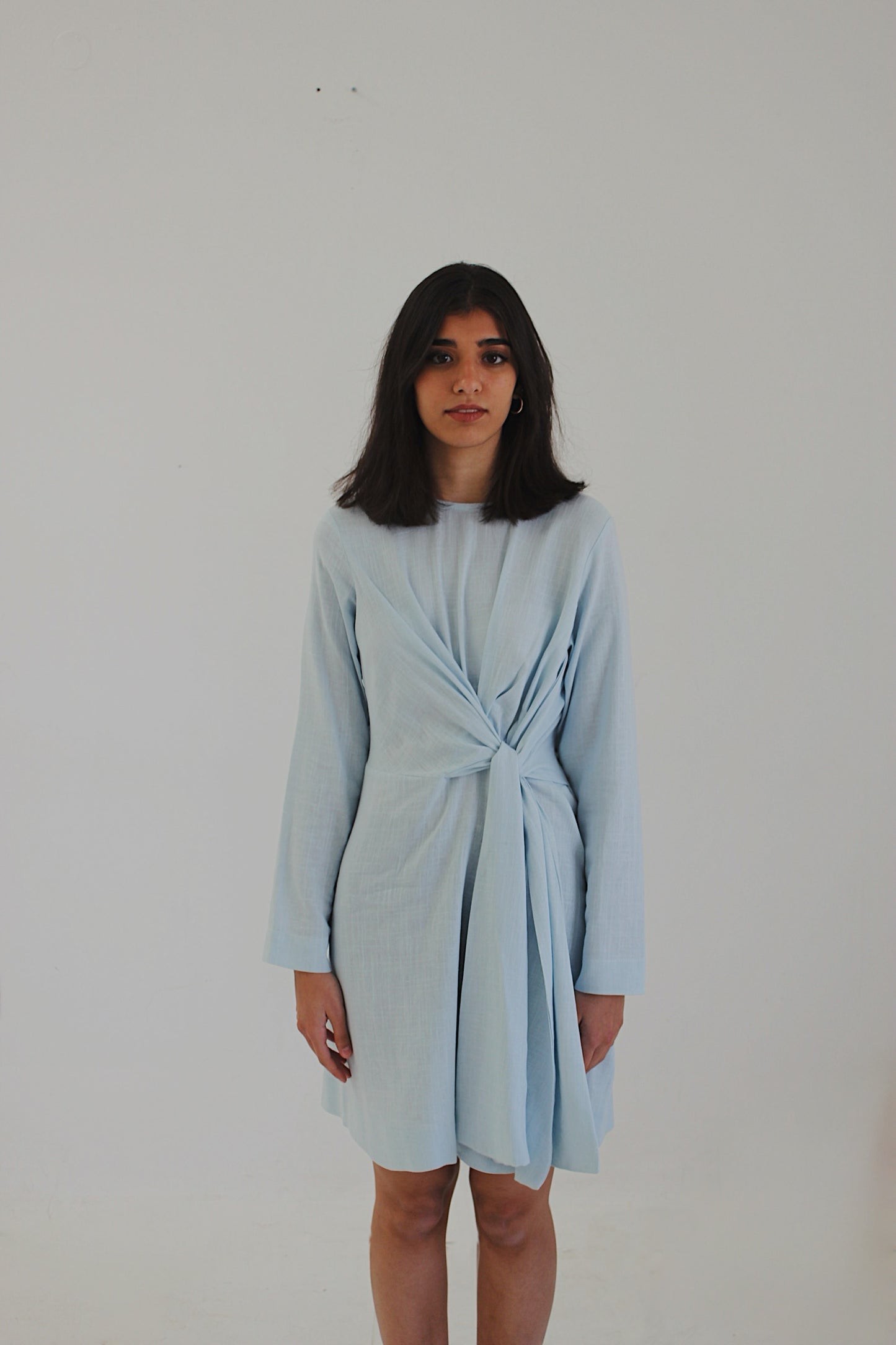 / blue wrap dress /