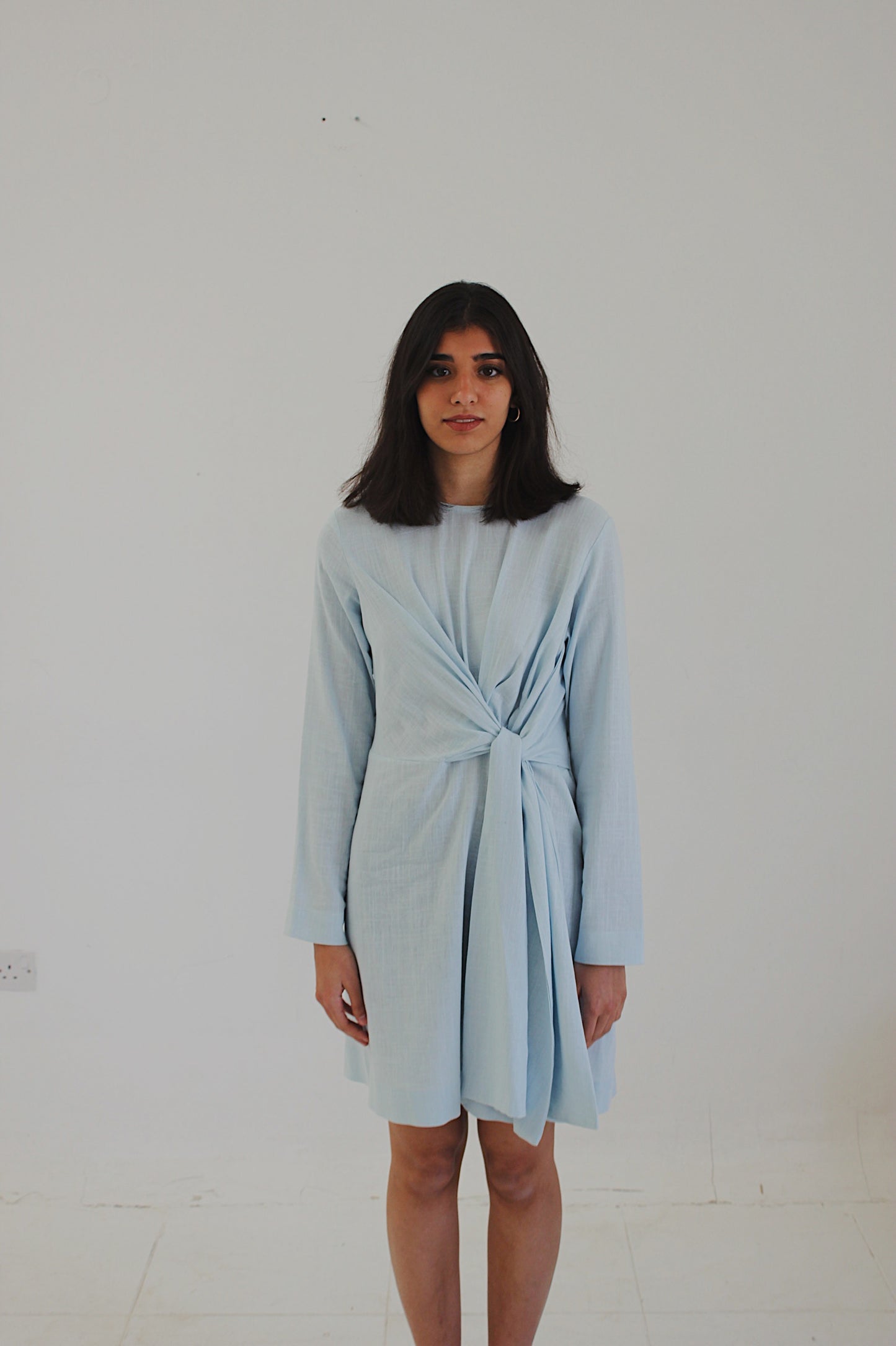 / blue wrap dress /